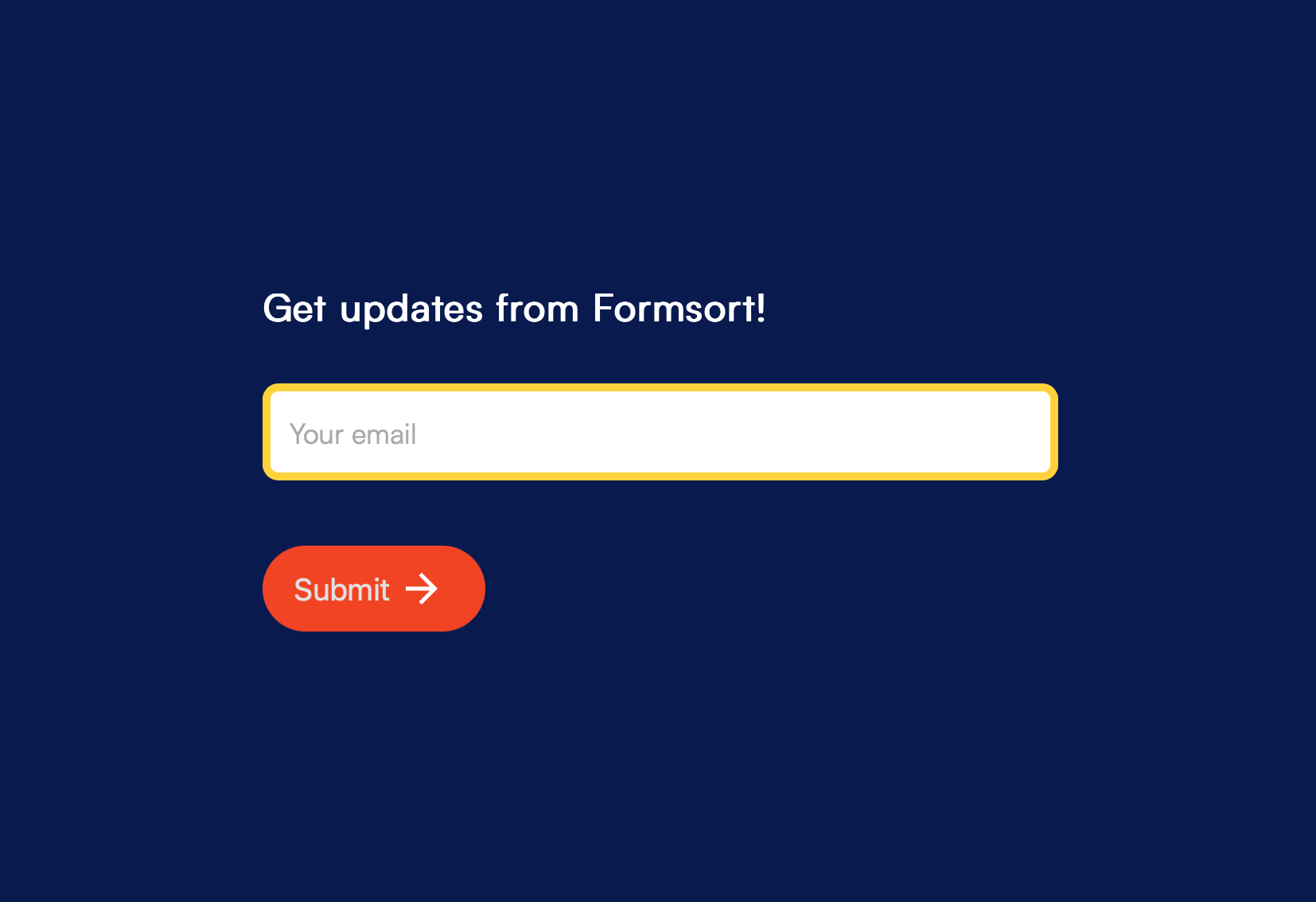 Newsletter sign-up form built on Formsort