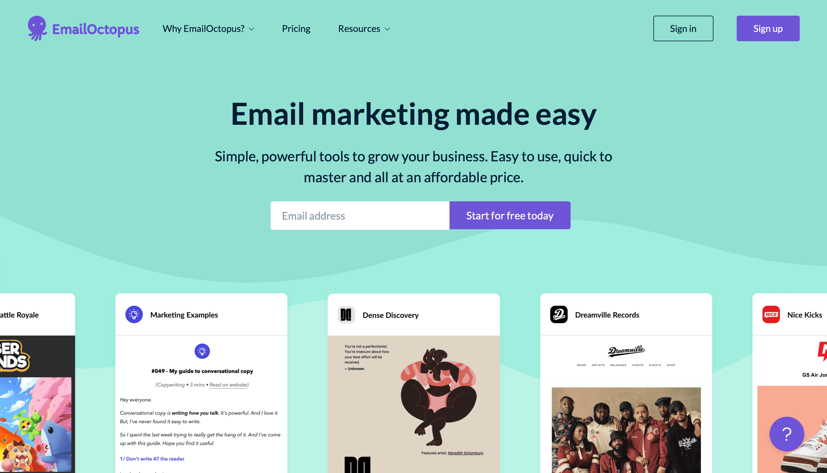 EmailOctopus Landing Page